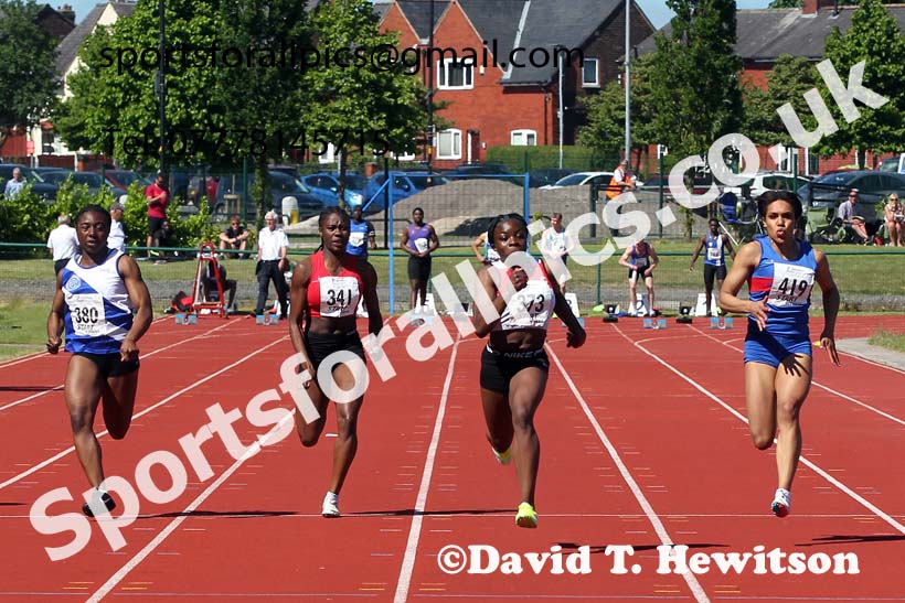 Womens under-20s 100 metres, 2021 Northern Senior and Under-20s Champs., Leigh. Photo: David T. Hewitson/Sports for All Pics